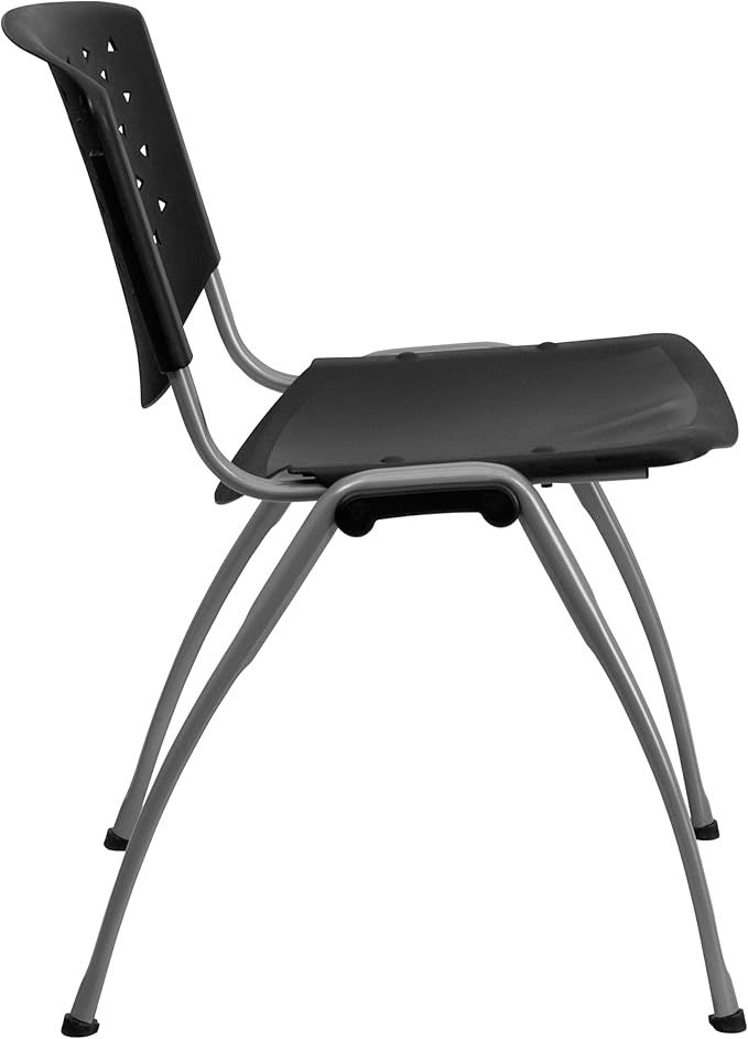 Flash Furniture HERCULES Series 880 lb. Capacity Black Plastic Stack Chair