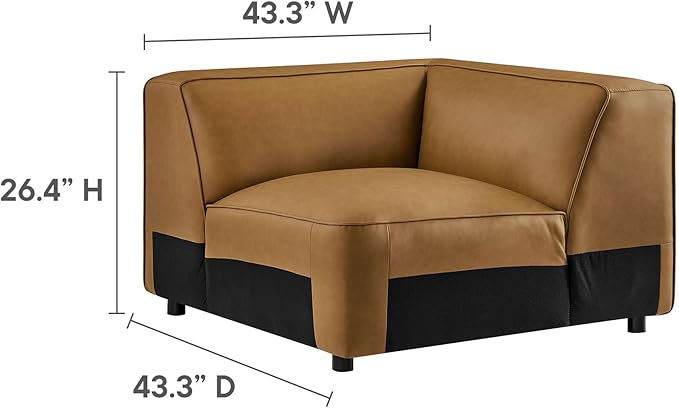 Modway Auren Vegan Leather Corner Modular Chair in Camel