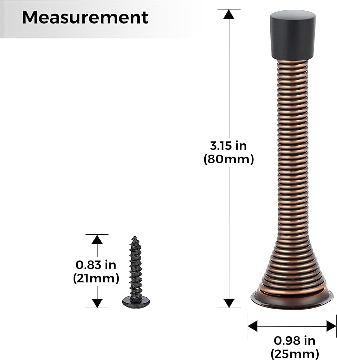 Ravinte Door Stoppers, 48 Pack Spring Door Stops with Rubber Bumper, Oil Rubbed Bronze Door Stoppers for Bottom of Door