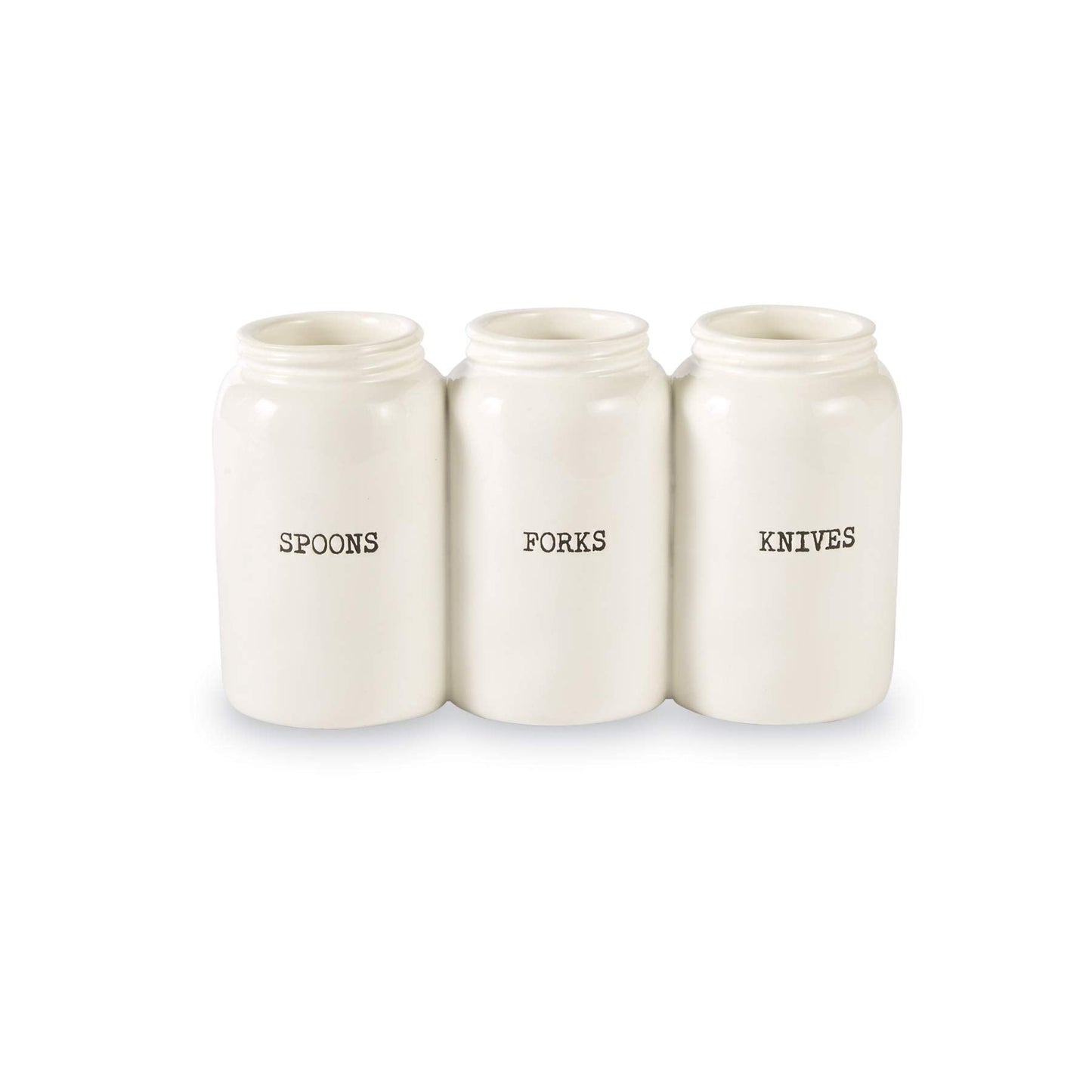 Farmhouse Ceramic Triple Utensil Holder