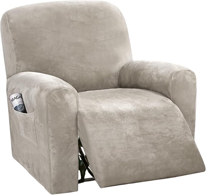 H.VERSAILTEX Velvet Stretch Recliner Couch Covers 4-Pieces Style Recliner Chair