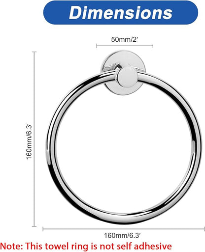 NearMoon Bath Towel Ring, Bathroom Hardware Accessories-Thicken Stainless Steel Hand Towel Holder for Bathroom, Modern Round Towel Hanger Wall Mounted (Chrome, 4 Pack)