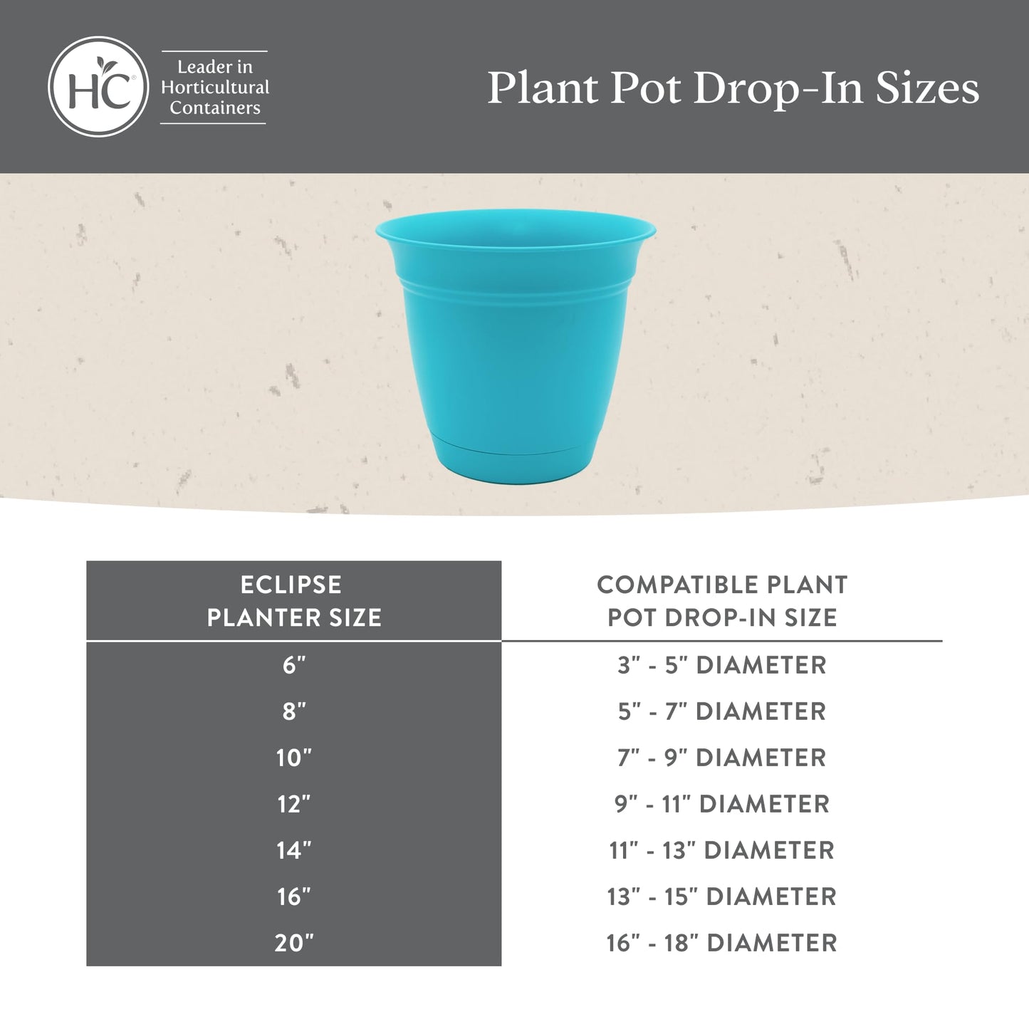 The HC Companies Eclipse Round Planter with Saucer - Outdoor & Indoor Plant Pot with Drainage Holes - Lightweight, UV-Resistant Plastic Pots for Plants, Flowers & Herbs (20" Warm Gray, Pack of 1)