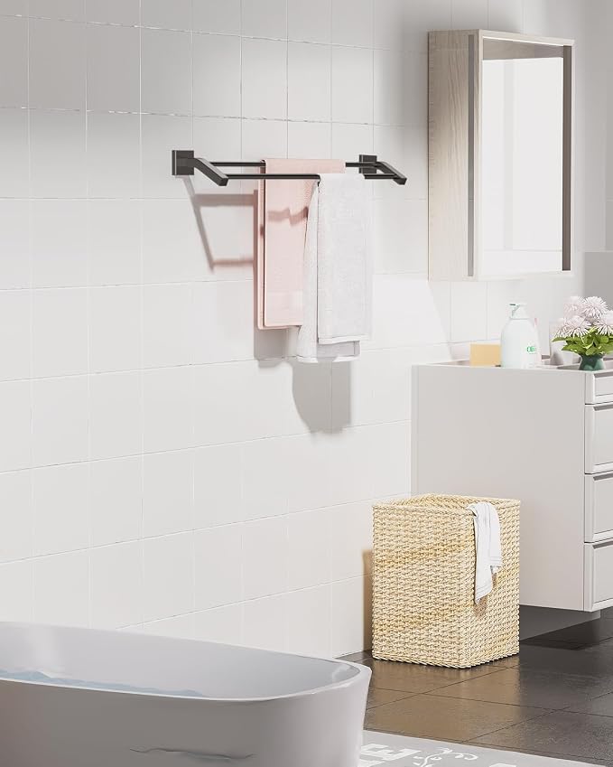 Alise Bath Double Towel Bars Towel Racks for Bathroom,32 Inch Wall Mount Towel Holder Heavy Duty SUS304 Stainless Steel Towel Hanger Towel Rail,Matte Black