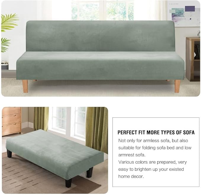 H.VERSAILTEX Real Velvet Futon Cover Armless Sofa Covers Sofa Bed Covers