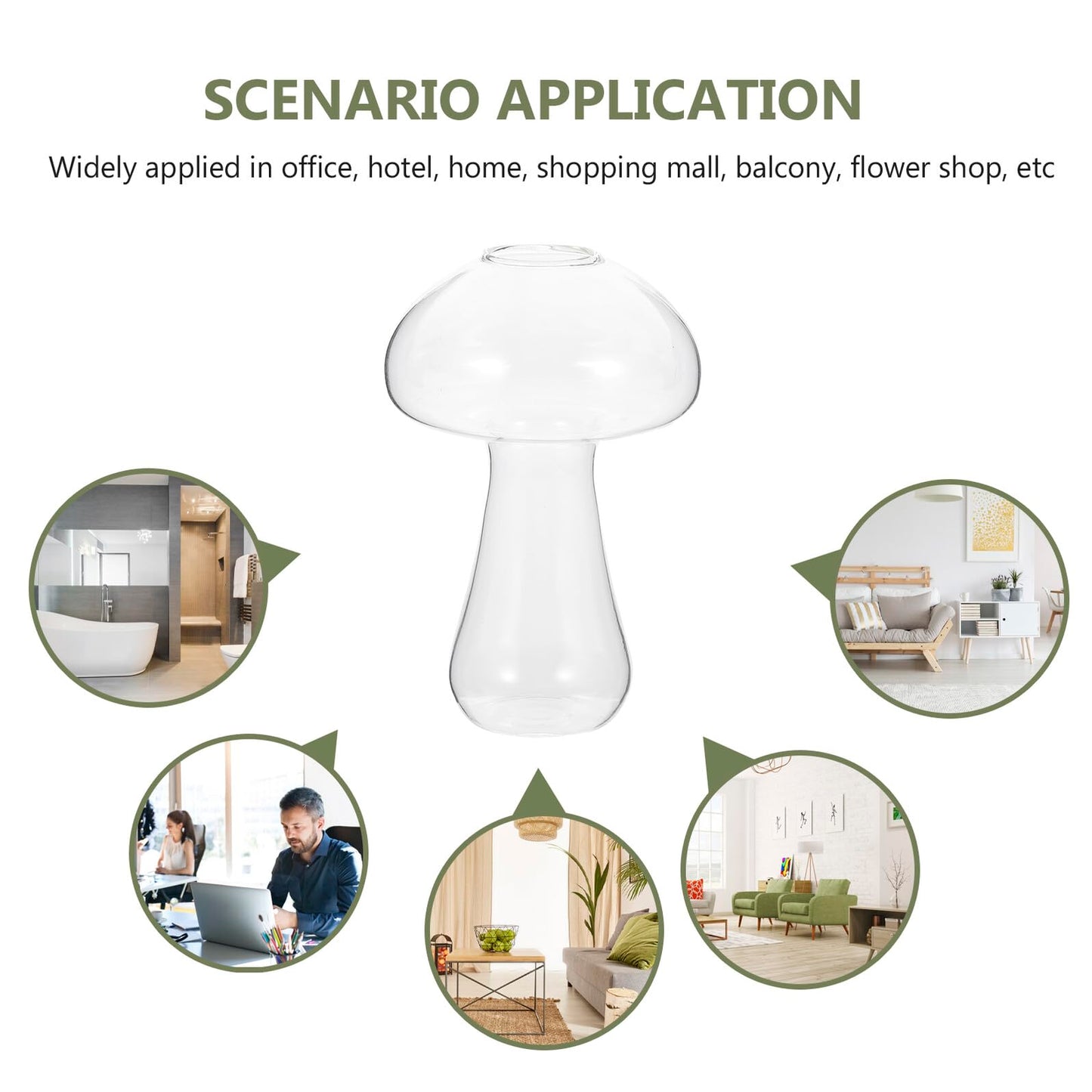 Homoyoyo Small Mushroom Shaped Glass Vase 12x8cm Decorative Flower Planter for Hydroponic Plants Indoor Home Décor Terrarium Fish Tank Propagating Pot