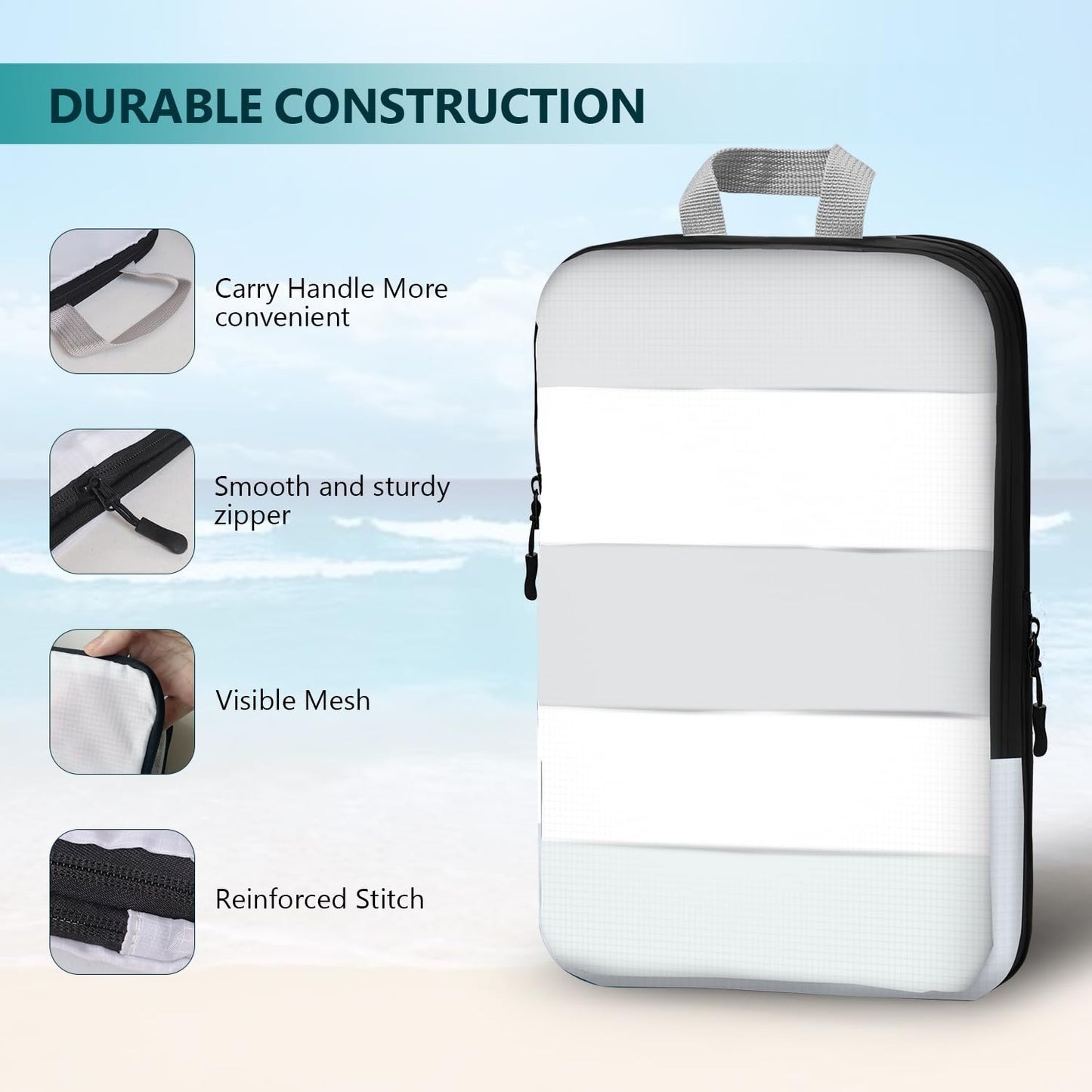 XBLGX Compression Packing Cubes, 5-Piece Set Travel Organizer Boxes, Compressible Luggage Cubes With Zipper for Women/Men - Essential Travel Accessories