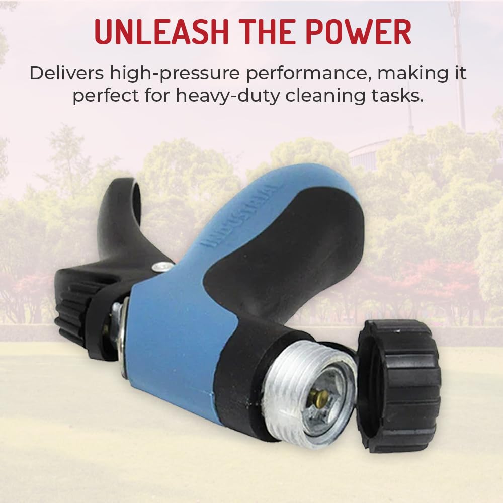 Hi-Tech Heavy Duty Industrial Hose Nozzle – High Pressure 100 PSI, Hot Water & High Temp Resistant, Pistol Grip Spray Nozzle for Garden Hose, Marine & Commercial Grade