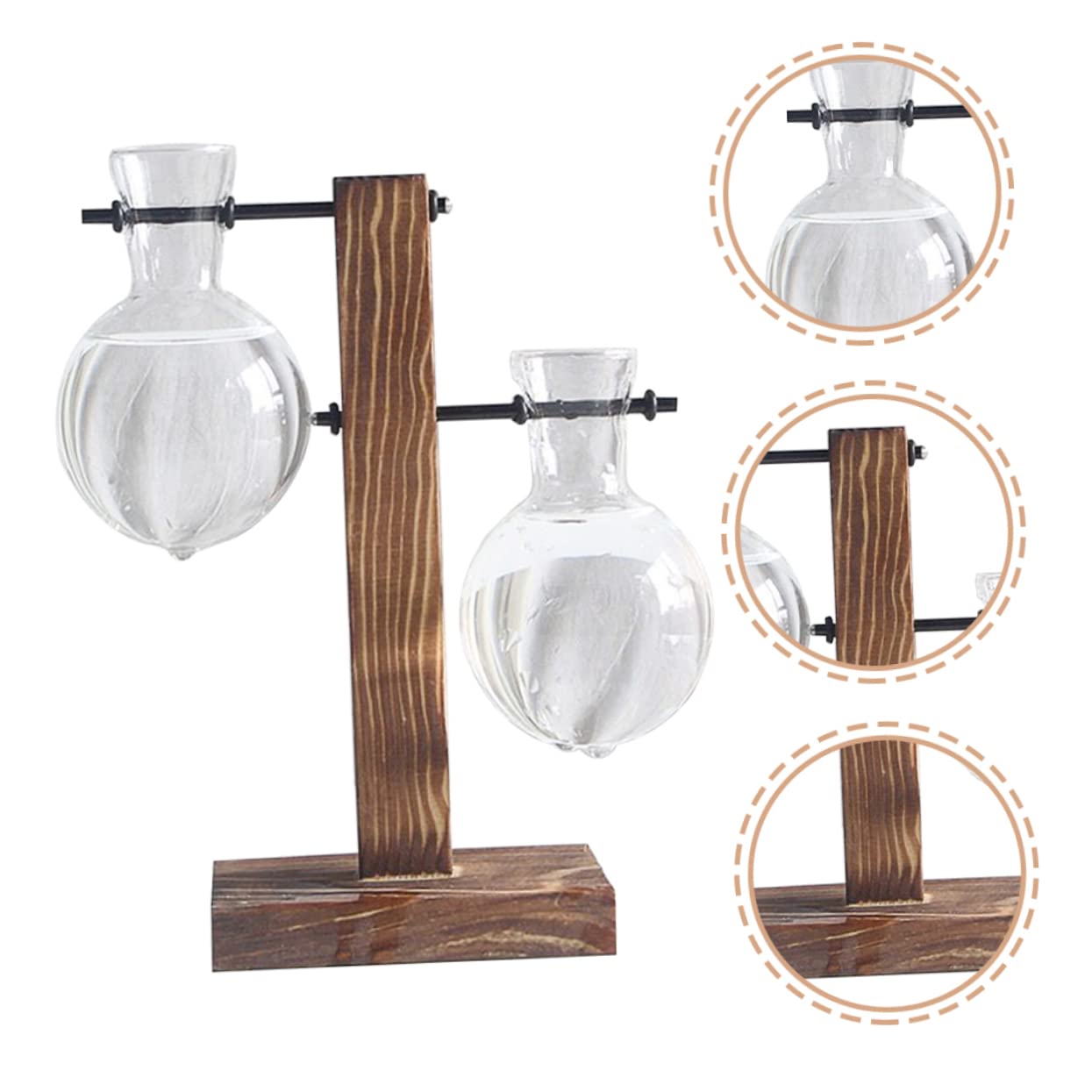 Generic 2pcs Bottle Plant Terrarium Vases Plant Light Bulb Decoration Hydroponic Vase Indoor Bulb Desktop Decor Hydroponic Glass Wooden