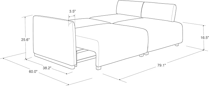 Serta Vail 86" Convertible Sleeper Sofa, Queen Size, Wall-Hugging Dreamglide