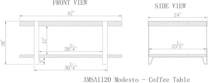 Alaterre Furniture Stowe 42-Inch Reclaimed Wood Coffee Table, Durable Metal Legs