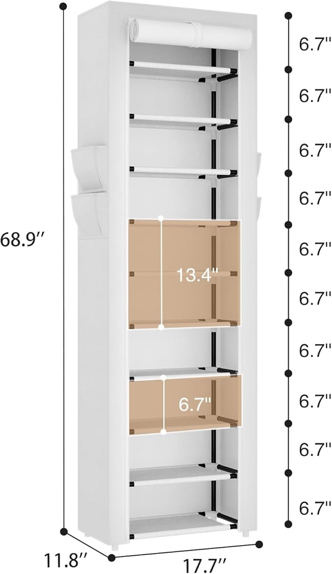ROJASOP Shoe Rack with Covers 10 Tier Large Shoe Organizer Tall Shoe Closet
