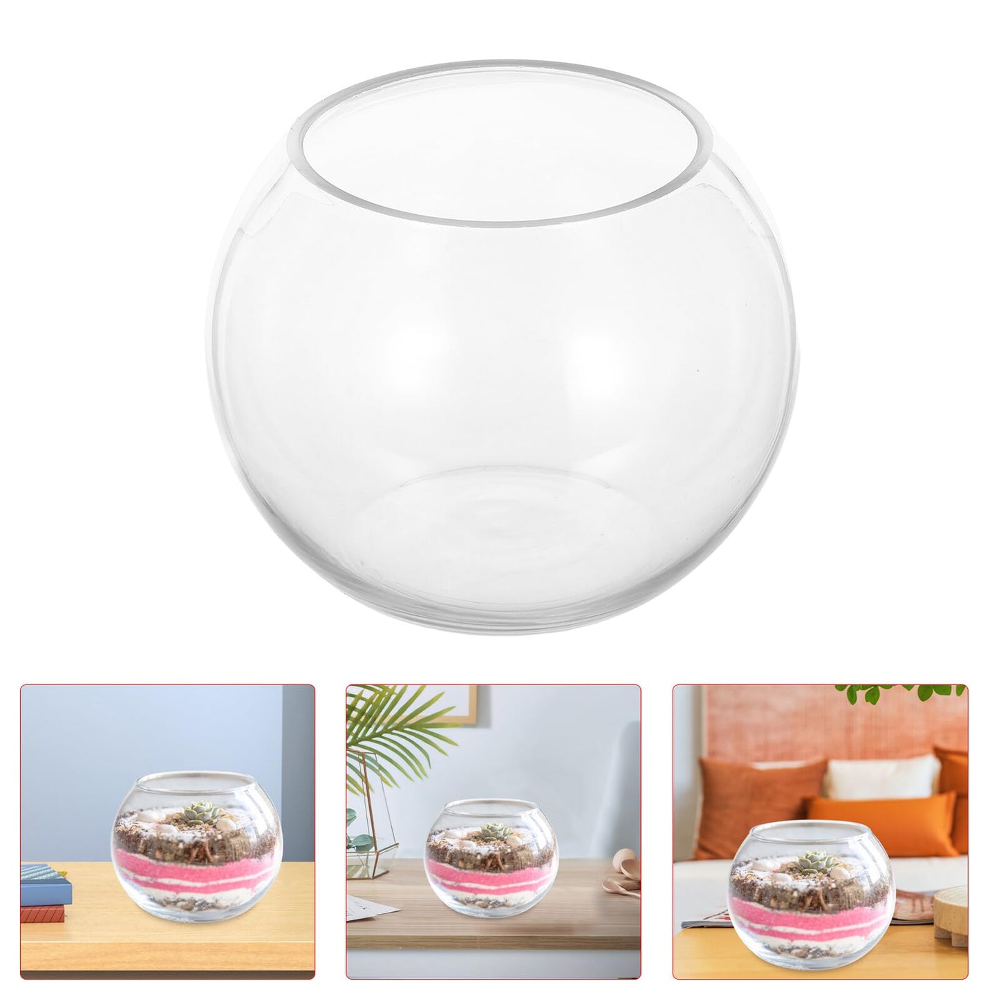 Toyvian Glass Bubble Bowl Vase 15cm Hydroponic Succulent Planter Fish Tank Terrarium Home Office Centerpiece Air Plant Holder