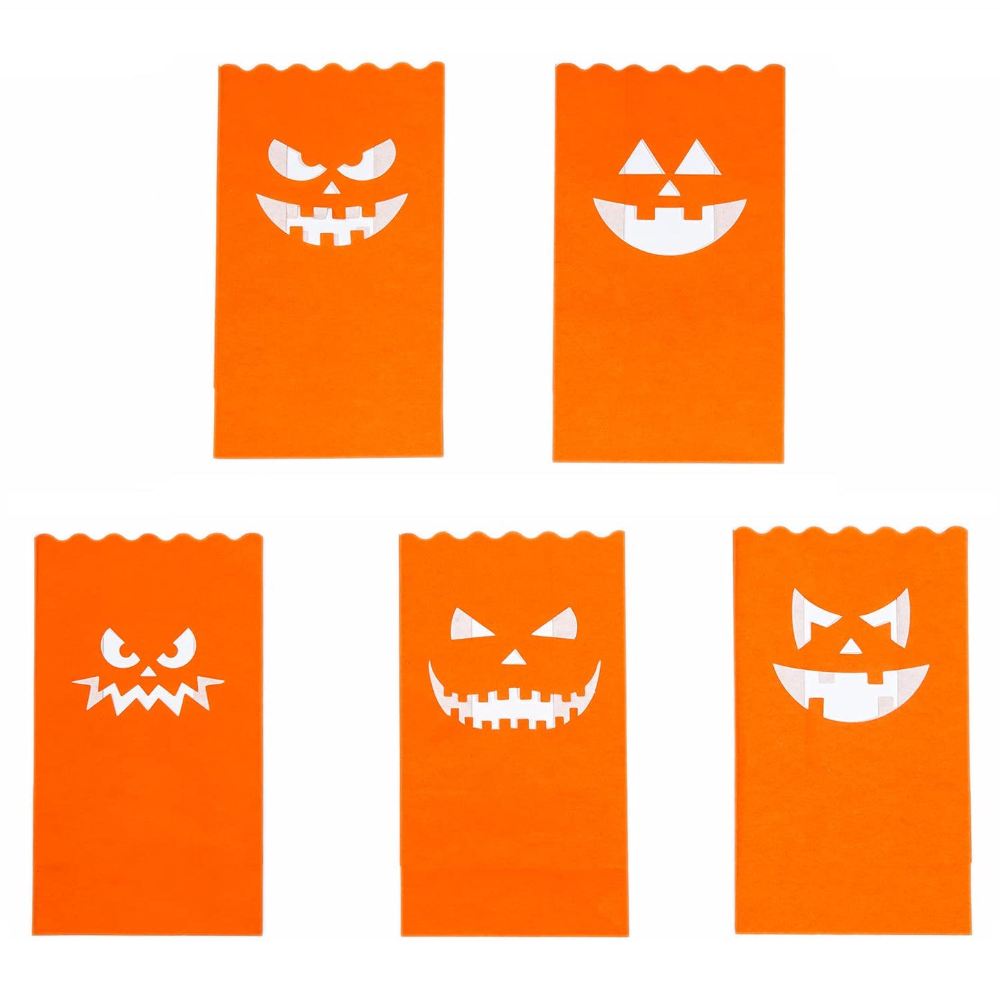 Stmarry 50 Pieces Halloween Luminary Bags, Flame Resistant Candle Bags, Jack-o'-Lantern Tea Light Candle Holders for Halloween Party Decorations