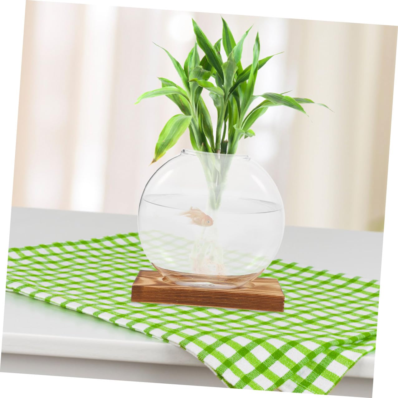 VALICLUD Glass Plant Propagation Station with Wooden Base, Hydroponic Small Glass Vase for Indoor Plants, 2pcs Terrarium for Home and Office Décor
