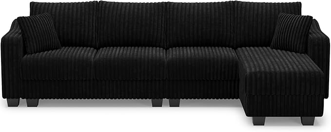 Belffin Sectional Couch with L-Shape Chaise L Shaped Couch with Ottoman