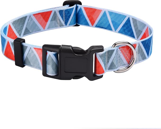 MarukoPet Dog Collar, Adjustable for Small Medium Large Dogs Puppy, Cute Design with Bohemia Floral Tribal Geometric Patterns Boys Girls Dog Collar(Impression Triangle-XS)