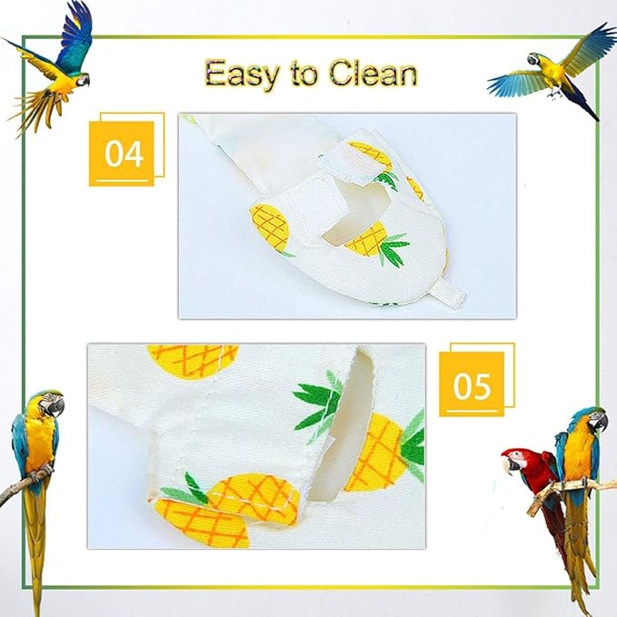 Diaper Flight Suite Liners for Birds Protective Nappy with Waterproof Inner Layer Cute Urine Wet Suit for Parrot Macaw African Budgies Conure Monk Parakeet (S,White)