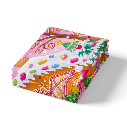 Feelyou Kids Pink Merry Christmas Bedding Set Full Size Xmas Gingerbread Man Comforter Cover Set for Boys Girls Candy Cane House Winter Duvet Cover Happy New Year Bedspread Cover (No Comforter)