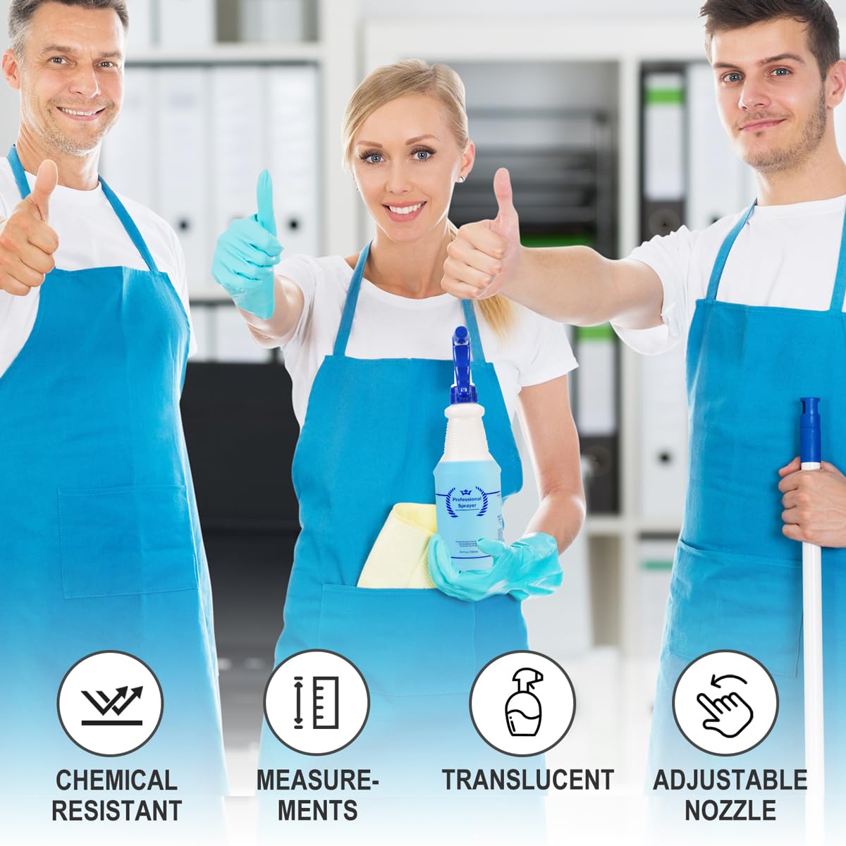 Bealee Plastic Spray Bottles 4 Pack, 24 Oz, All-Purpose Sprayer for Cleaning Solutions, Heavy Duty Spraying Leak Proof Mist Empty Water Bottle for Planting, BBQ, Pet with Adjustable Nozzle, Blue