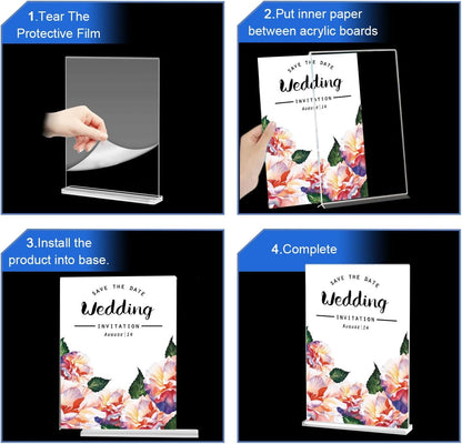 10 Pack Acrylic Sign Stand 8.5 X 11, Vertical T-Shape Clear Plastic Display, Double-Sided Clear Table Top Sign Holder, Suitable for Office, Store