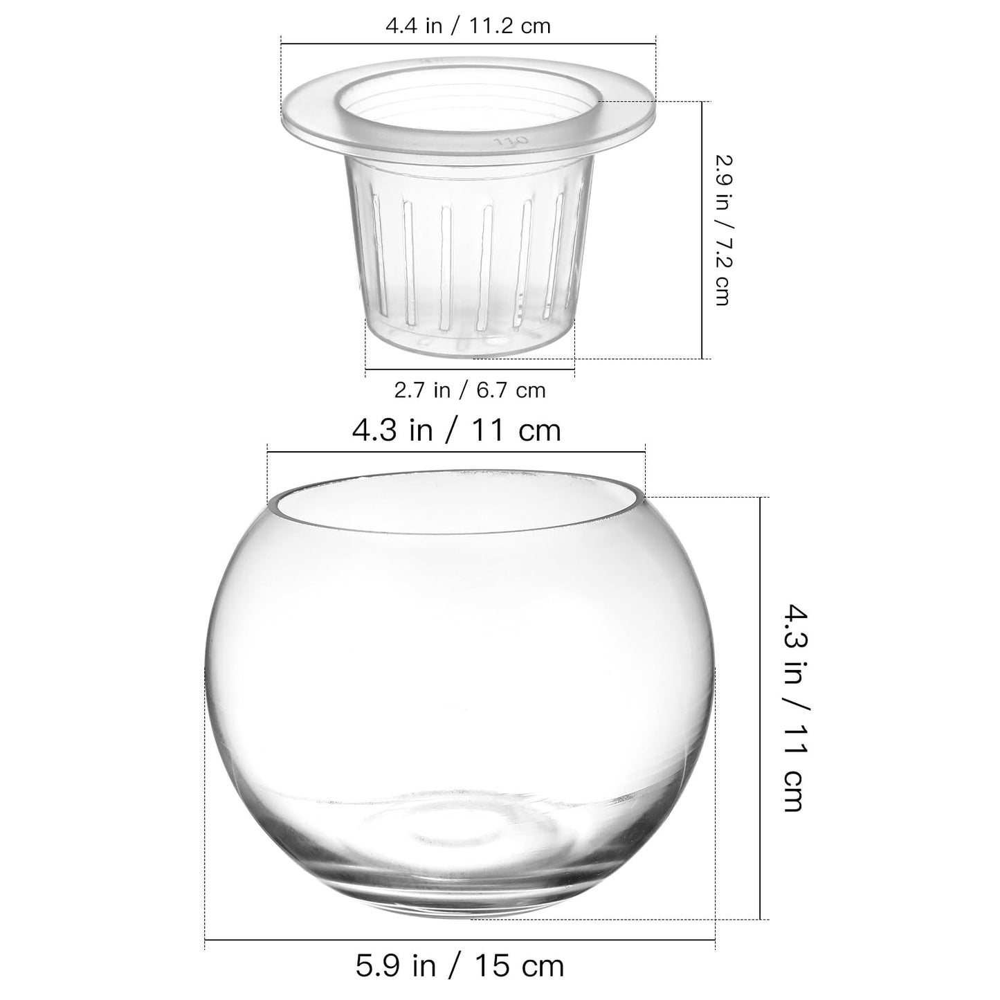 YARNOW Hydroponic Plant Water Storage Bottle with Removable Planting Basket 5.90X5.90X4.33In Clear Self Watering Flowerpot for Indoor Outdoor Aquatic Plants Home Desk Decor
