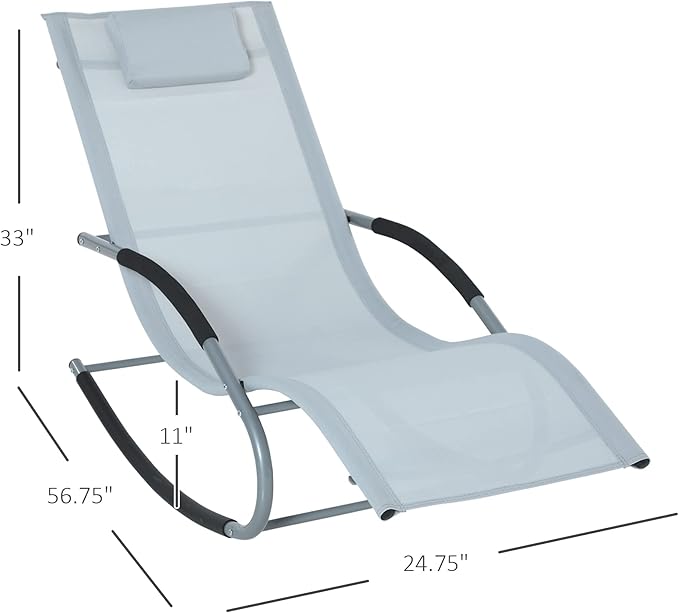 Outsunny Zero Gravity Rocking Chair Outdoor Chaise Lounge Chair Recliner Rocker