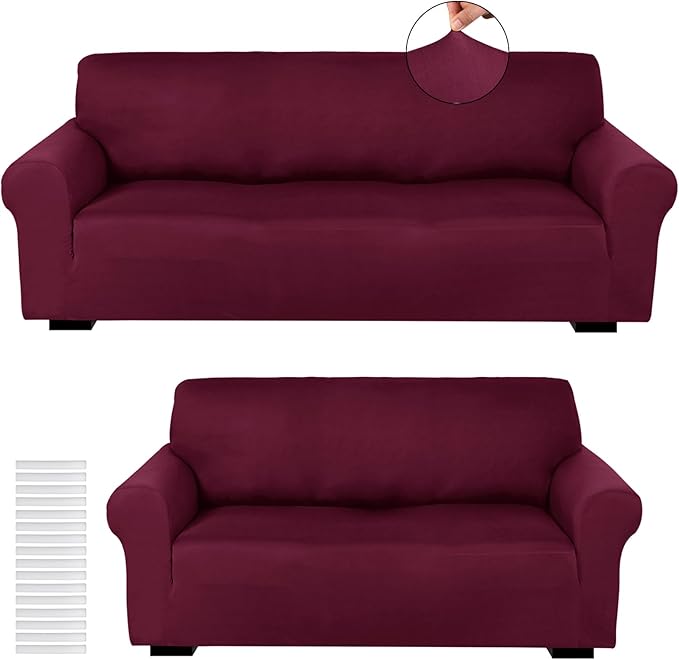 Peryiter 2 Pcs Sofa Covers Couch and Loveseat Covers Set Stretch Sofa Slipcover