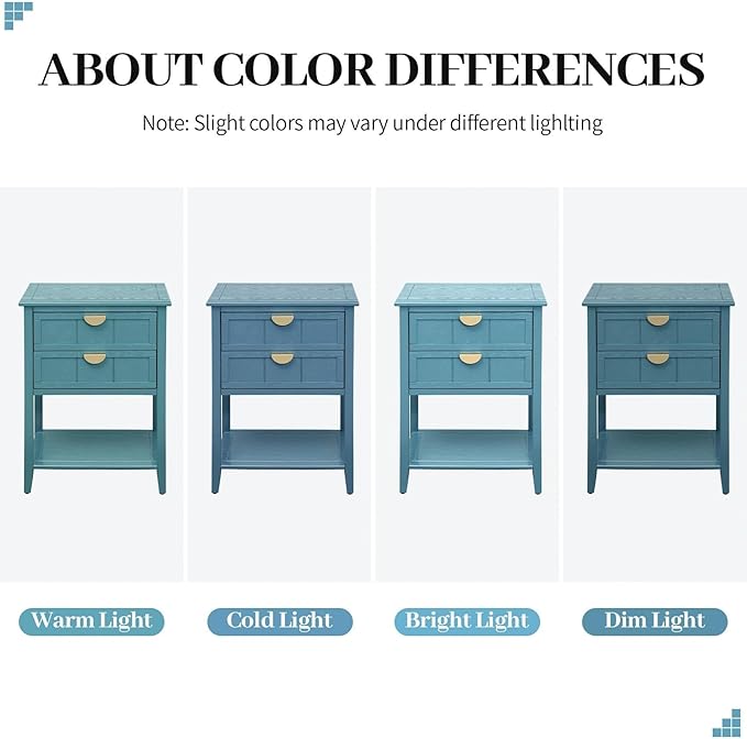 22" Blue Accent Side Cabinet, Modern Wood Sideboard