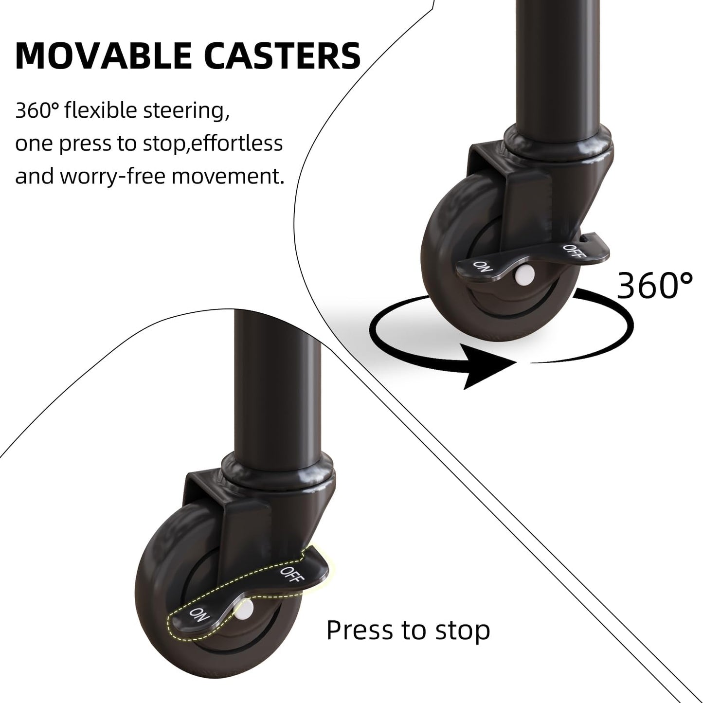 Rioneta 2 Tier Heavy Duty Rolling Plant Stand – 165 lbs Capacity Flower Pot Holder with Wheels for Indoor & Outdoor, Easy Move Cart for Balcony, Patio, Garden, 2 Pack Black
