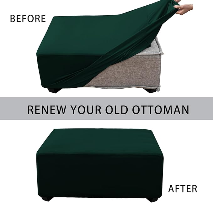 Super Stretch Ottoman Cover- Soft Form Fit Ottoman Cover Rectangular Ottoman