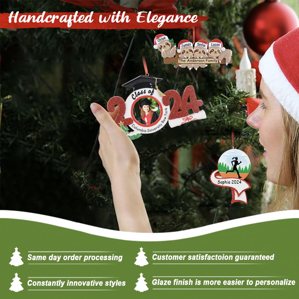 Personalized Family Christmas Ornament 2026 - Gingerbread House Family of 5 Christmas Ornament, Sweet Candy Cane Tree Decoration Gift for Kids, Siblings, and Holiday Gathering