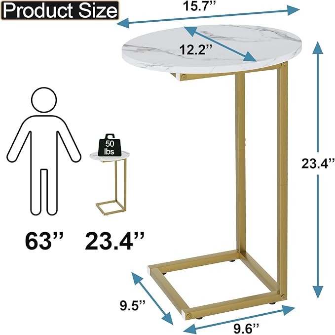 C Shaped End Table, Oval Couch Side Tables