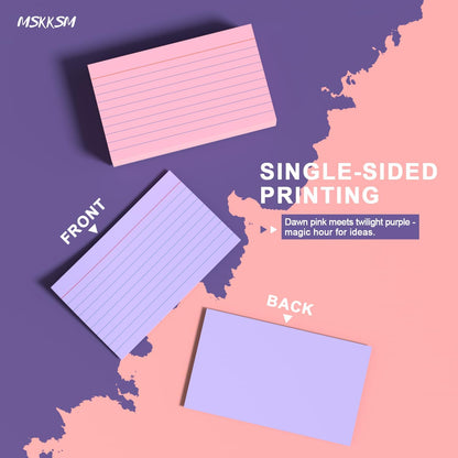 Colored Index Cards 3x5 Inch - 200 Pack, Ruled Index Flash Cards for Studying, 180GSM Lined Index Note Cards 3x5 Index Cards, Colored Flashcards 3 x 5 Notecards Lined Study Card for Office and School