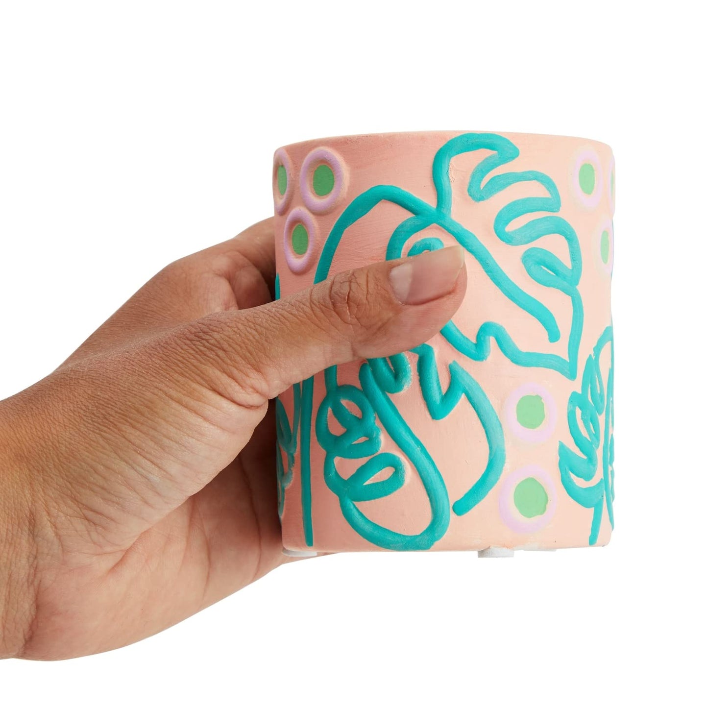 Bright Creations - Themed Designs, Unpainted Flower Pots with Drainage Holes, Rubber Plugs, and Small Sticker Pads (3x3x4 inches, White) - Set of 4