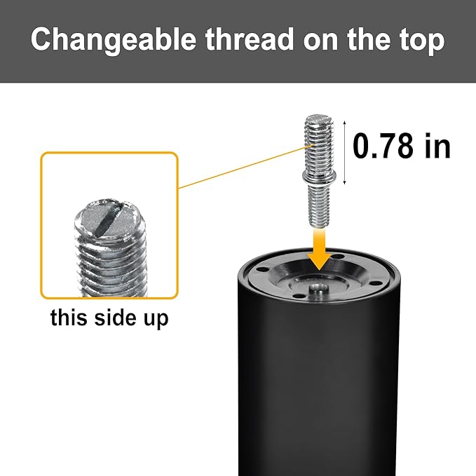 12 Inch Adjustable Bed Legs Replacement Screw in Furniture Support, 3 Sections