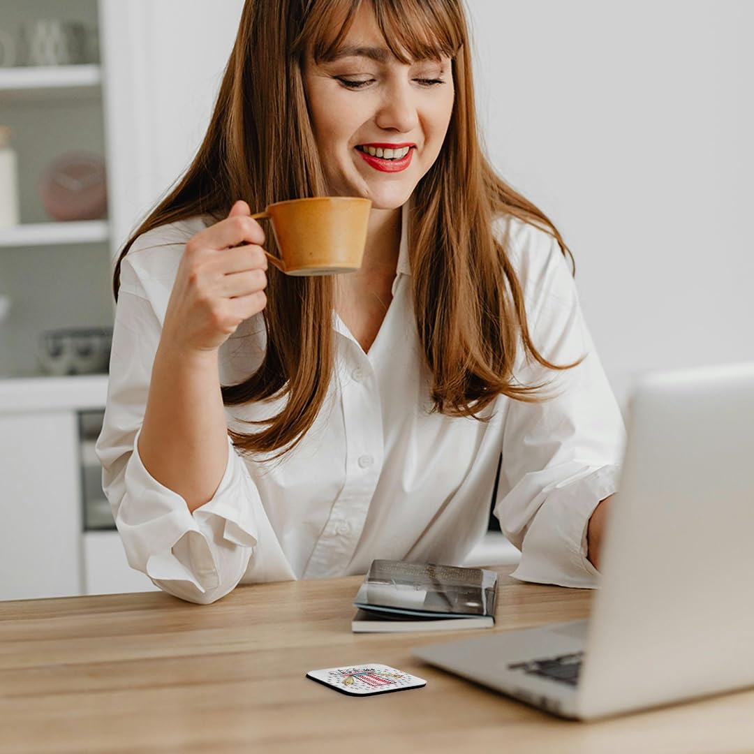 WhiteOak RIP with Crow Halloween Skull Design Coaster, Set of 4