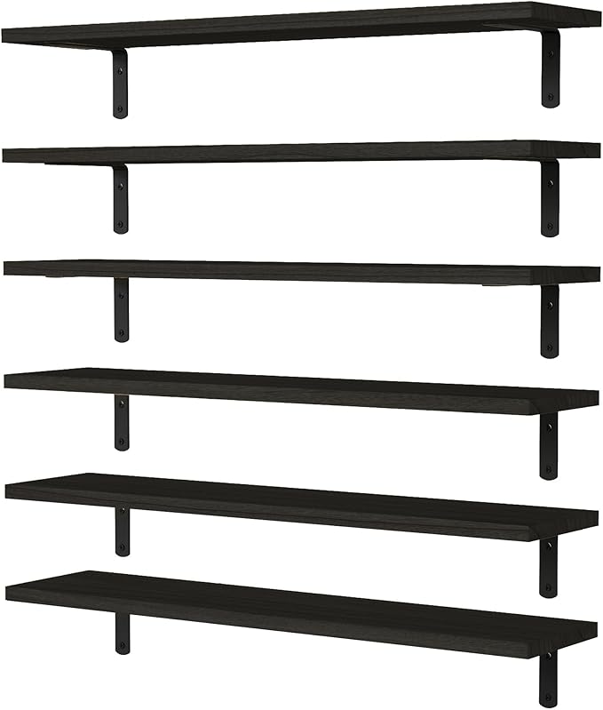 WOPITUES Wood Floating Shelves Set of 6, 24 inch Long Floating Shelves