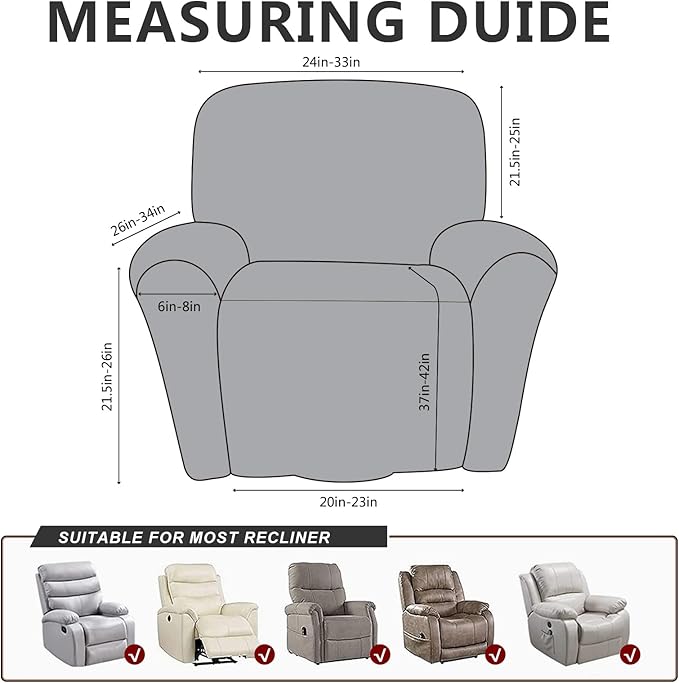 ANARACHON Leather Like Recliner Chair Covers Heavy Duty, 4 Pieces Recliner Cover