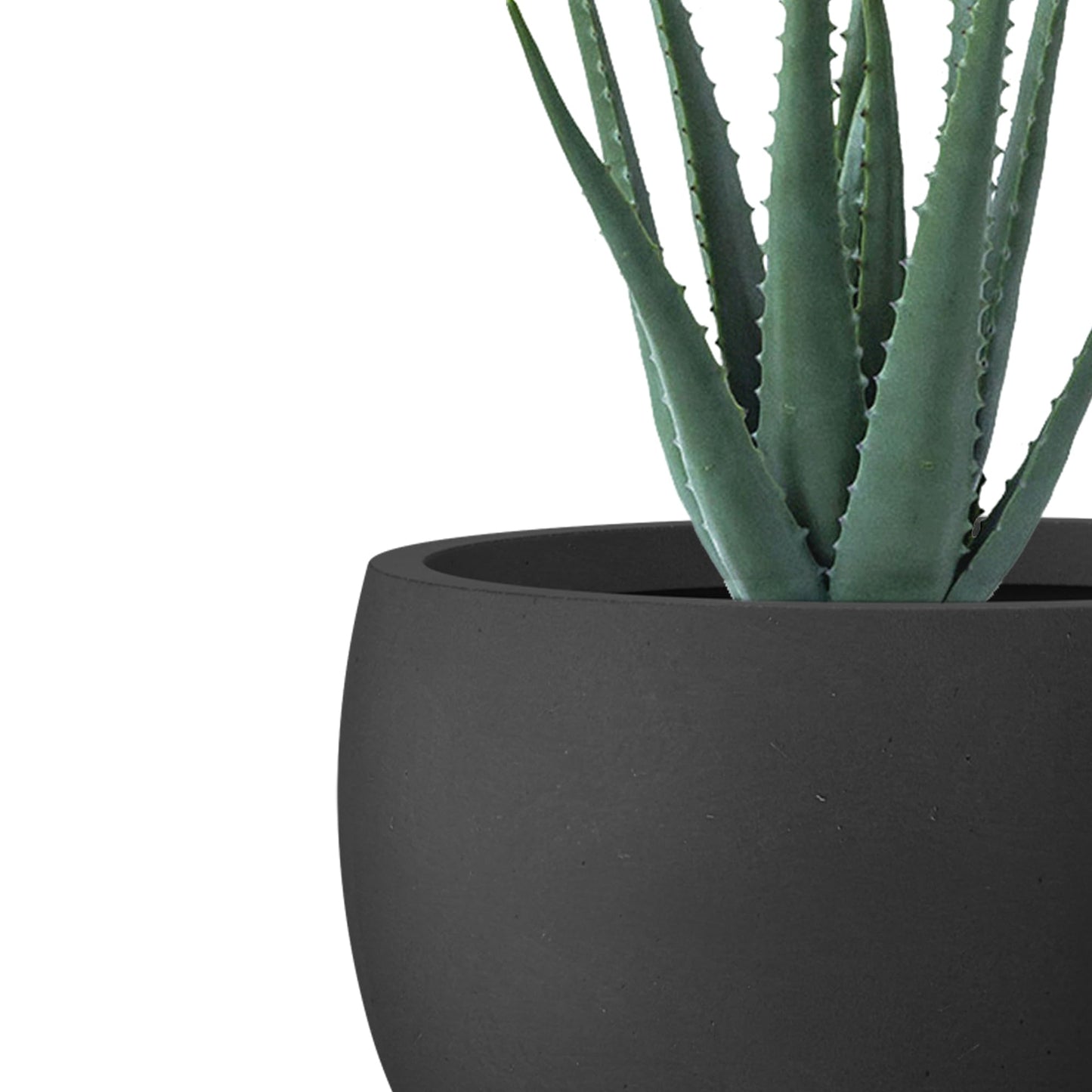 Kante 15.7" Dia Round Concrete Planter, Outdoor/Indoor Large Bowl Plant Pots with Drainage Hole and Rubber Plug for Garden Patio Balcony Home, Black