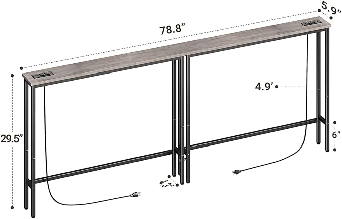 ELYKEN 2 Pack 5.9" Narrow Console Sofa Table
