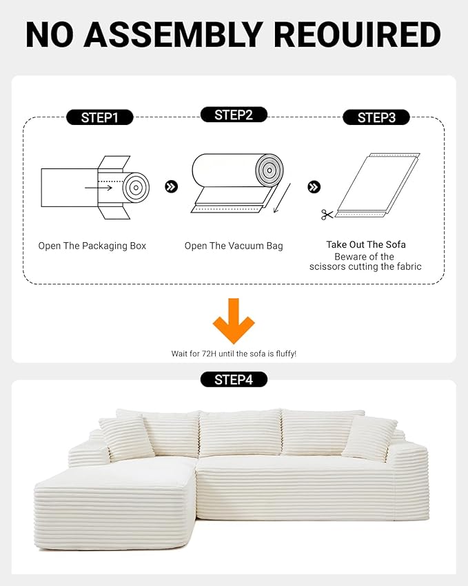 Cloud Sectional Couch, Corduroy Boneless Couches