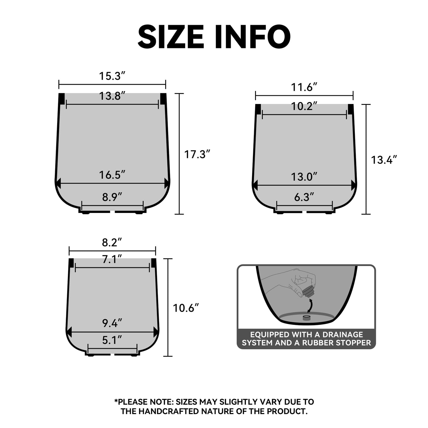 Kante 11.6" Dia Round Concrete Planter, Outdoor Indoor Large Plant Pots Containers with Drainage Hole and Rubber Plug for Home Garden Patio, Weathered Concrete