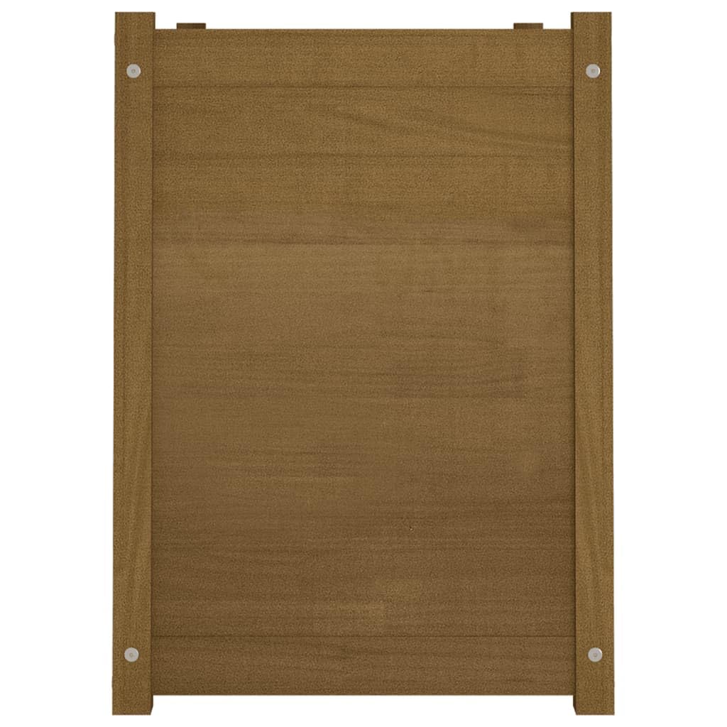 Foknhdi Honey Brown Large 39.4 x 39.4 x 27.6 in Solid Pine Garden Planter Box Raised Square Outdoor Wood Bed for Patio Balcony Backyard Vegetables Flowers