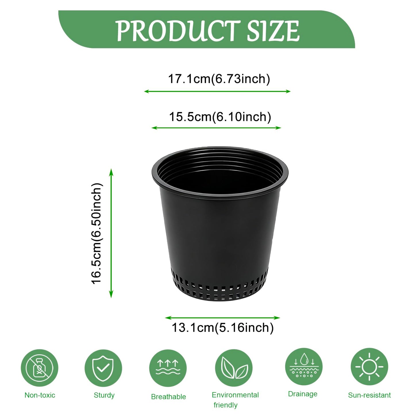 Gyfofix 1 Gallon Black Nursery Pots, 3 Pack 7 Inch Plastic Tidal Planter, Heavy Duty Breathable Mesh Plant Pots with Drainage Holes, Durable Net Cups for Indoor and Outdoor Gardening