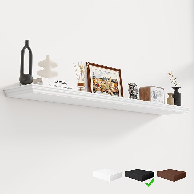 Fun Memories Floating Shelves 55 Inch Long, 9.3 Inch Deep Classic Crown Molding