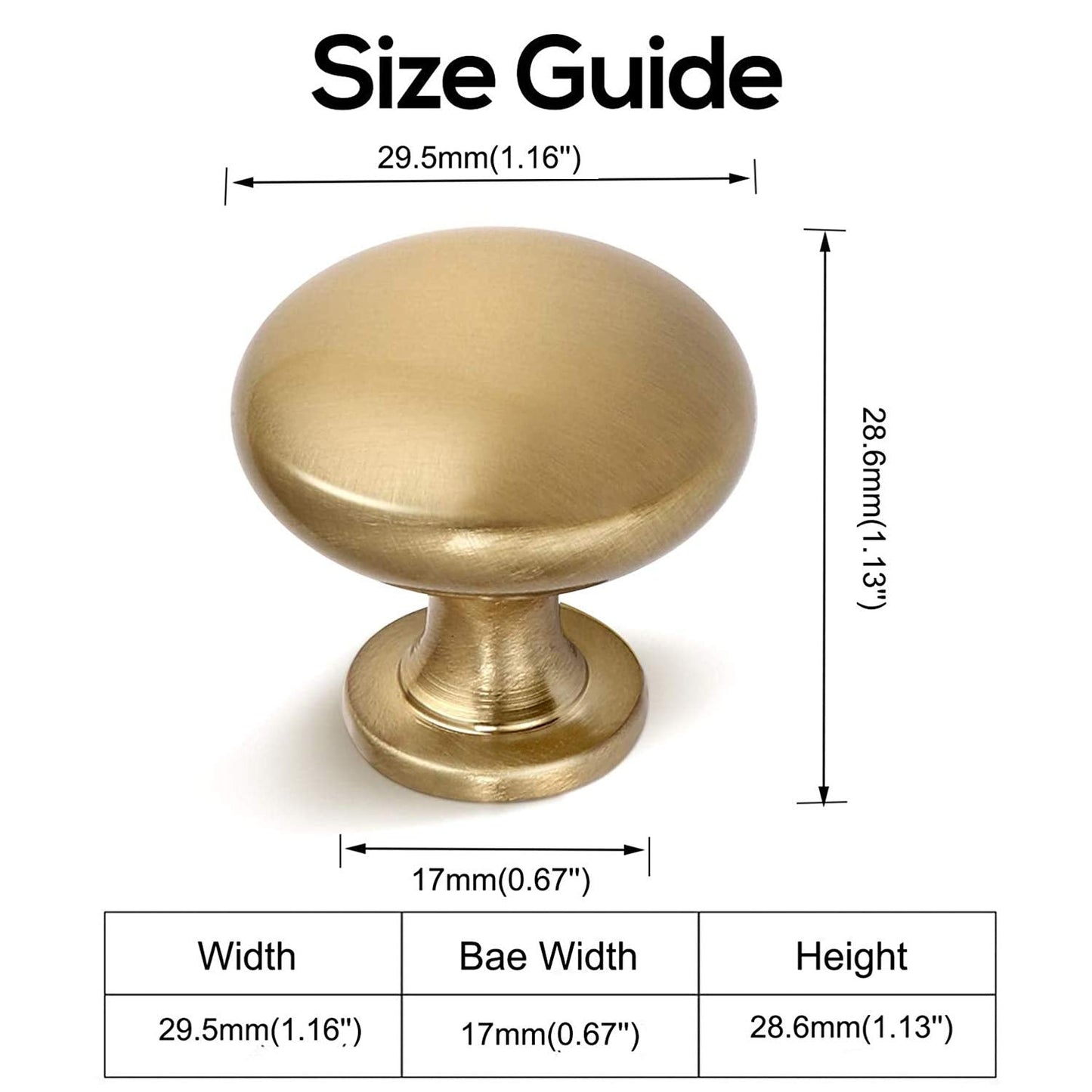 NIZADO Aged Brass Knobs 12 Pack, Solid Warm Gold Cabinet Knobs, Antique Brass Drawer Knobs, Champagne Bronze Kitchen Cabinet Hardware,Diameter 1-1/5"