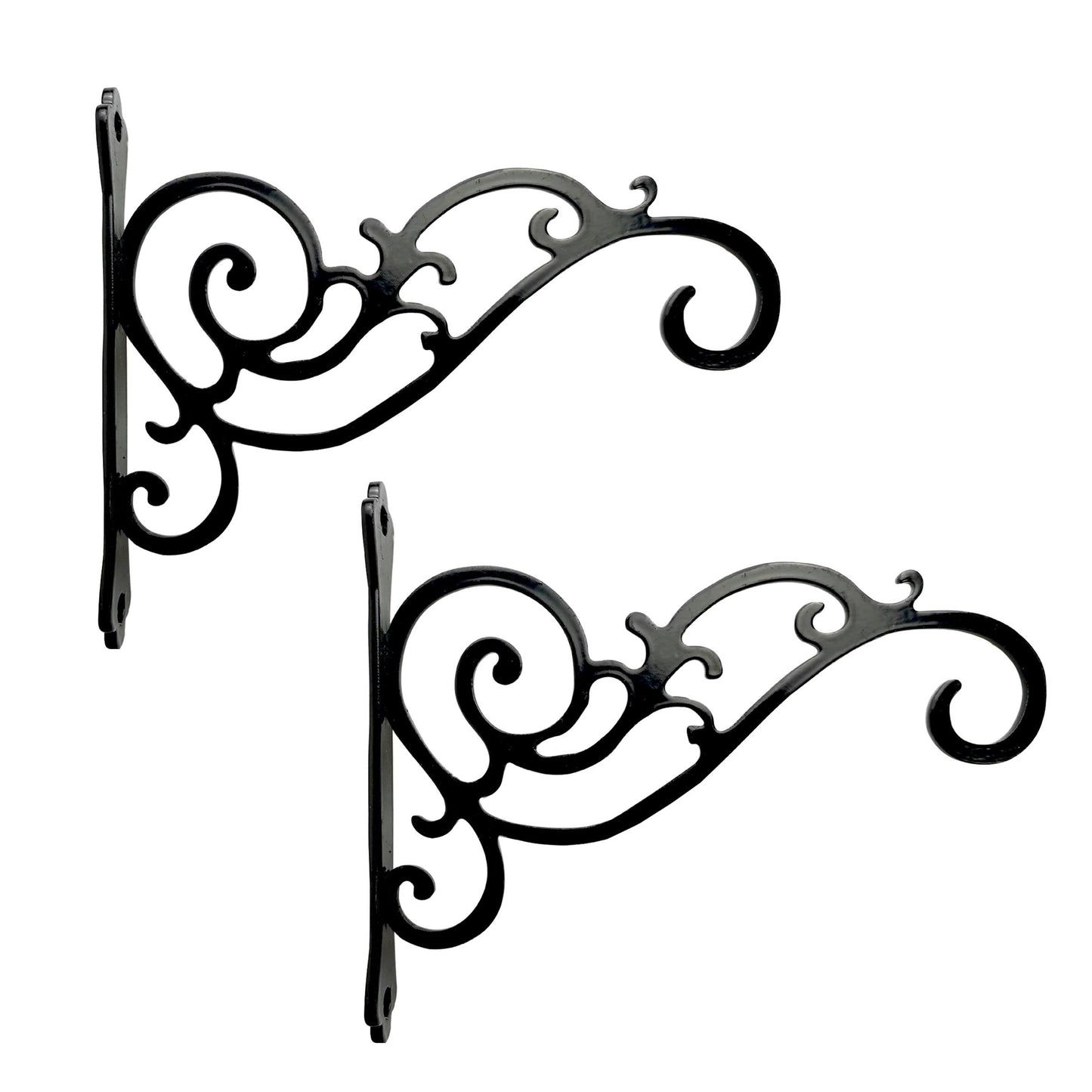 N+A Sunshine Iron Metal Hanging Planter Bracket, 2 Pack Wall Hooks for Hanging Birds Feeders, Latern, Wind Chimes, Coat, Decorative Indoor Outdoor (Black)