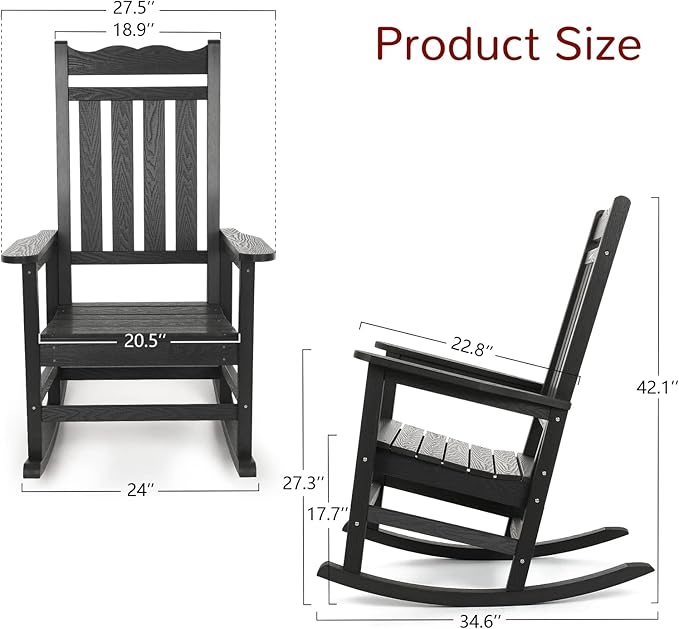 Stoog All-Weather Outdoor Rocking Chairs Set of 2, Oversized Rocking Chairs