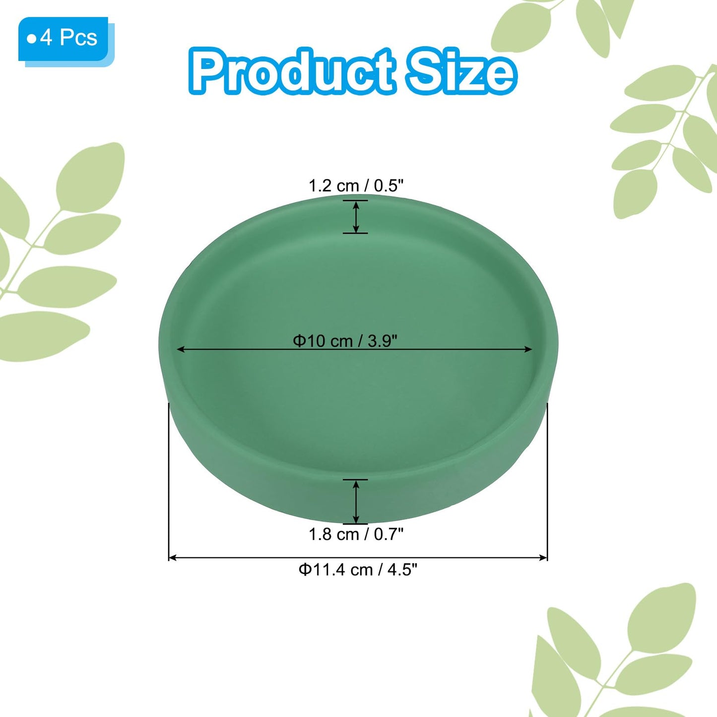 PATIKIL 4.5 Inch Round Ceramic Plant Saucer, 4 Pack Plant Saucer Tray Flower Planter Drip Tray for Indoors Outdoors Patio Balcony, Teal